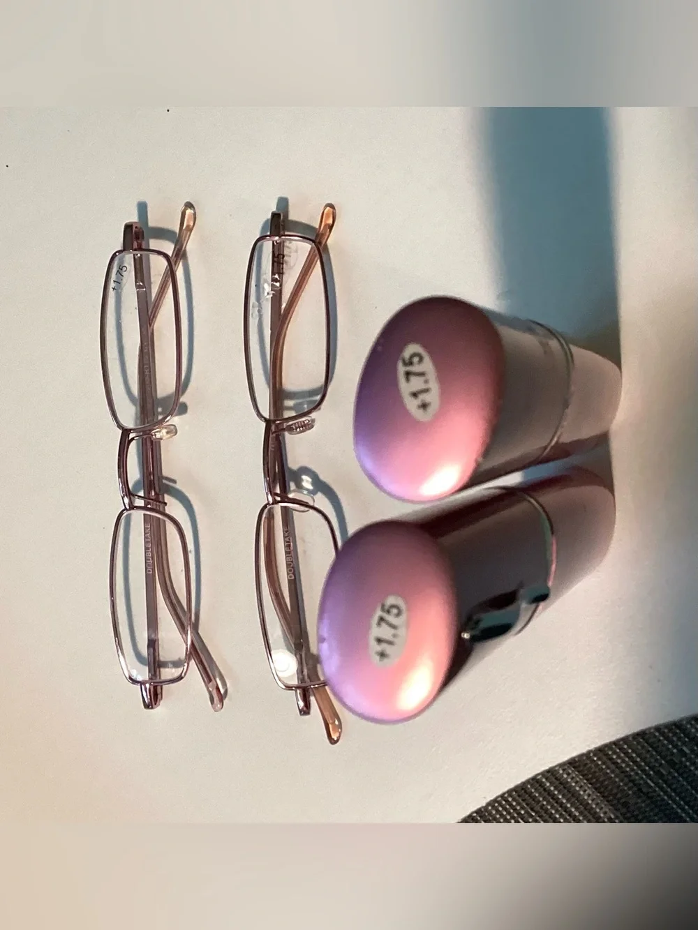 2 Compact slim pink reading glasses 1.75 with case